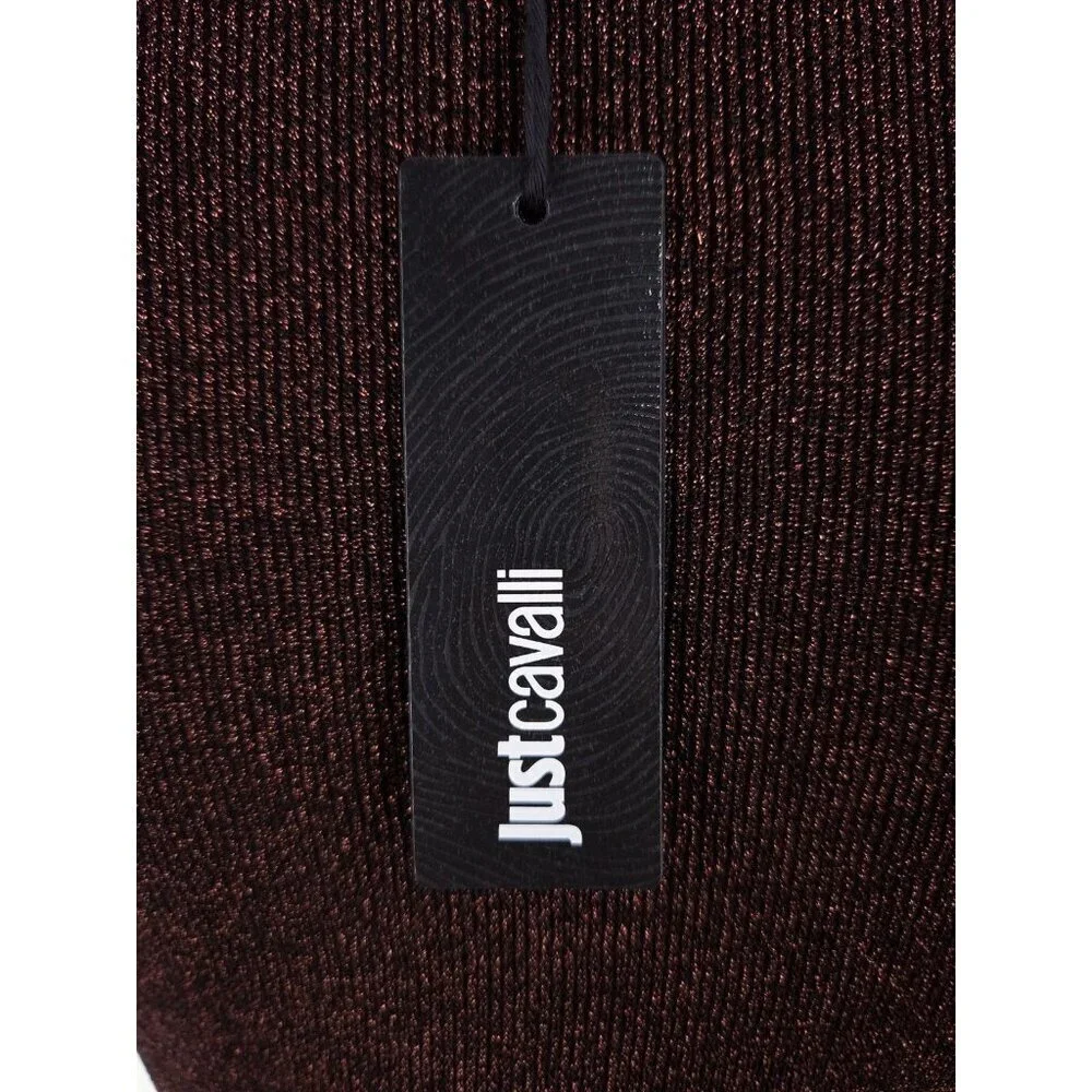 Just Cavalli Lurux Cocktail Evening Dress Size 8 Brown Metallic NWT $550 - Picture 7 of 9